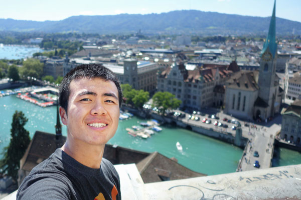 Peter Wen overlooking the city of Zurich