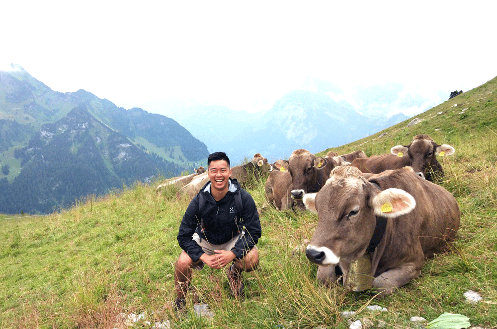 Joseph Choy hanging out in the tiny village of Stoos in Switzerland. (Courtesy: Joseph Choy)