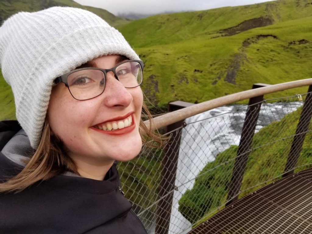 Samantha Stuart made the most of her exchange by travelling on weekends to places like beautiful Skógafoss waterfall in Iceland. (Courtesy: Samantha Stuart)