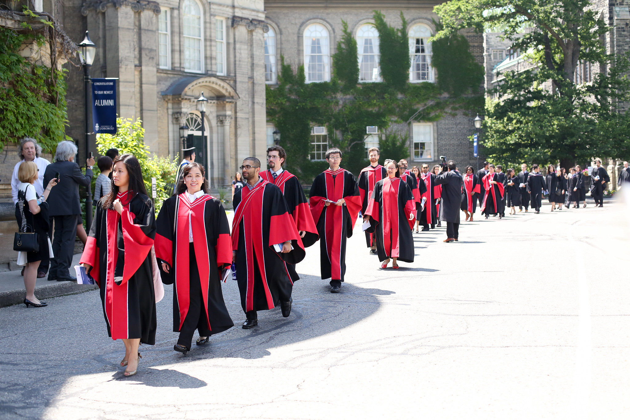 Students walking in a line during convocation.