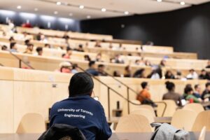 Students sitting in th Myhal 150 lecture hall