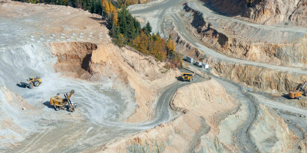 A high angle view of the Rosia Poieni copper mine in Alba county, Romania
